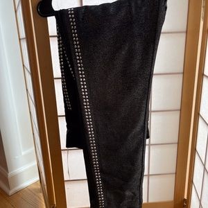 MICHAEL by Michael Kors Silver/Black Velvet Pants, Size L